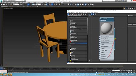 Interface principale de 3ds Max avec une scène 3D en cours de création