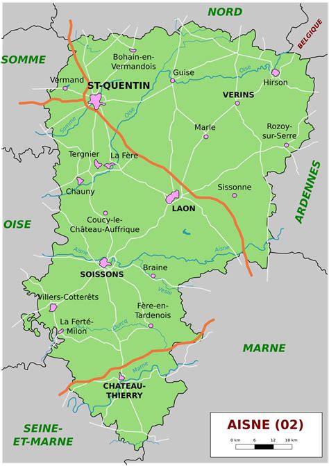 Carte de l'Aisne stylisée en format vectoriel