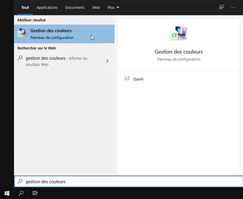 Capture d'écran des paramètres de gestion des couleurs dans Windows