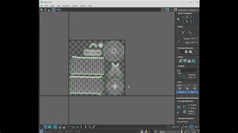 Interface de l'outil Unwrap UVW dans 3ds Max avec la zone de texture visible.
