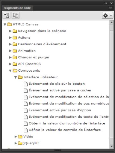 Schéma illustrant l'ajout d'interactivité à l'aide de composants HTML5 dans Adobe Animate.