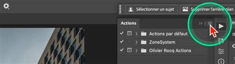 Accès au menu contextuel du panneau Actions dans Photoshop