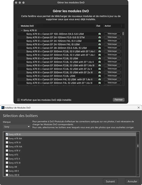 Infographie expliquant le concept des Modules DxO et leur application pour corriger les défauts optiques.