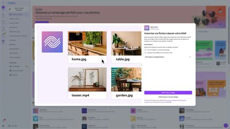 Fenêtre d'importation de fichiers dans Canva