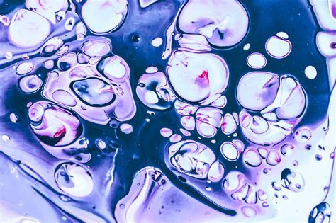 Gros plan sur des cellules formées par l'huile de silicone.