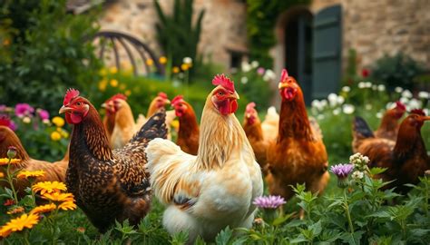 Illustration montrant des poules en liberté dans un cadre d'élevage hors-cage.