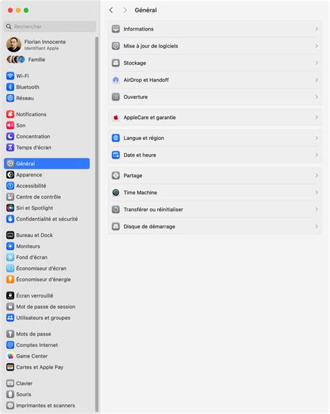 Capture d'écran des Réglages Système de macOS affichant l'utilisation du disque de démarrage.