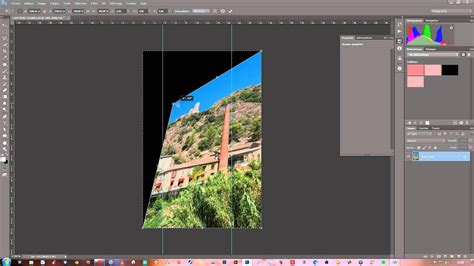 Exemple d'utilisation des repères pour redresser une image dans Photoshop