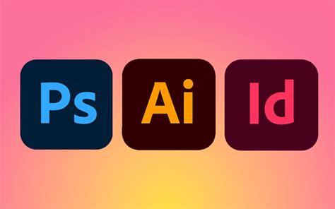 Icônes des logiciels Adobe Photoshop, Illustrator et InDesign