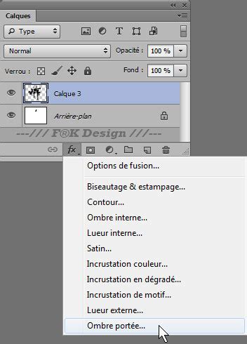 Exemple d'application de styles de calque (ombre portée, biseautage) sur un texte.