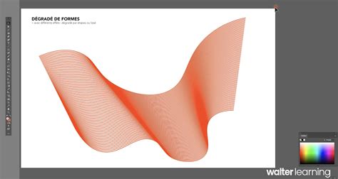 Exemple d'application d'une surface à dégradé linéaire, ajout d'une couleur et modification de la taille et de l'angle.