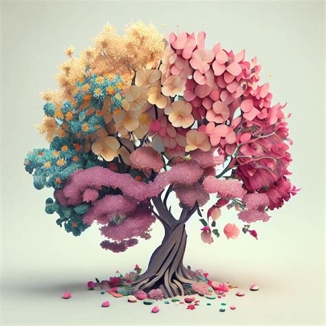 Illustration détaillée d'un arbre avec différentes textures