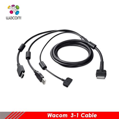 Image du câble 3 en 1 du Wacom Cintiq 13HD connectant la tablette à un ordinateur portable.