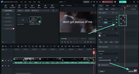 Exemple de keyframes sur la timeline d'After Effects