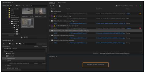 Interface d'exportation d'Adobe Media Encoder