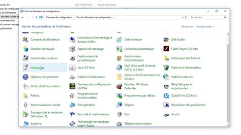Capture d'écran du panneau de configuration de Windows montrant comment désactiver la fonction 