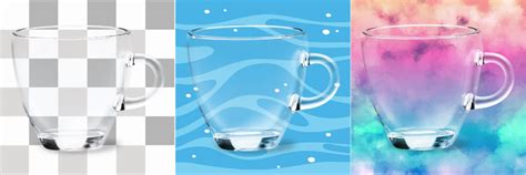 Exemple d'une tasse transparente générée avec Layer Diffusion.