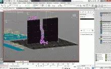 Animation illustrant la fluidité des simulations de particules avec MassFX dans 3ds Max.
