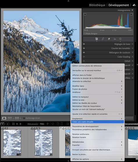 Illustration expliquant le concept de copie virtuelle dans Lightroom, montrant la photo originale et ses différentes versions éditées