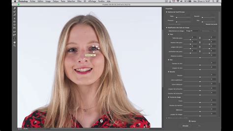 Exemple d'utilisation de l'outil fluidité dans GIMP pour modifier les formes du visage