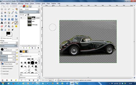 Exemple de masque de calque dans GIMP, montrant comment peindre en noir et blanc pour masquer/révéler des parties de l'image