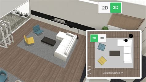 Exemple de visualisation 3D d'une maison créée avec Planner 5D, montrant des meubles et des couleurs.