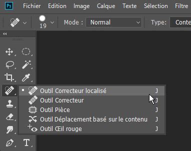 Emplacement de l'outil correcteur