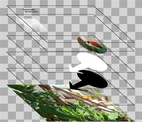 Schéma illustrant la superposition de plusieurs calques transparents dans GIMP