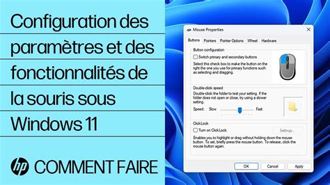 Capture d'écran des paramètres de configuration de la souris sous Windows