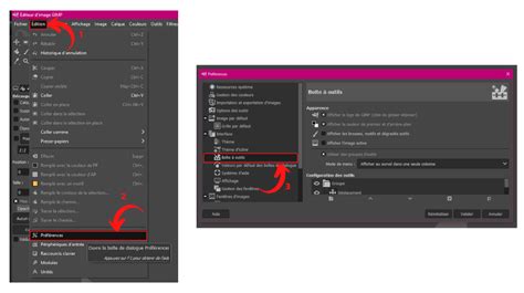 Interface de GIMP avec la boîte à outils et le panneau des calques activés