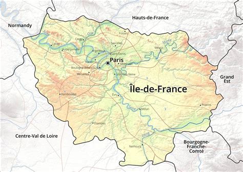 Carte de l'île avec relief et cours d'eau