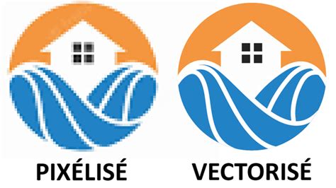 Comparaison visuelle entre un logo PNG pixélisé et un logo SVG net