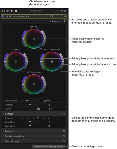 Capture d'écran de l'interface de l'effet 