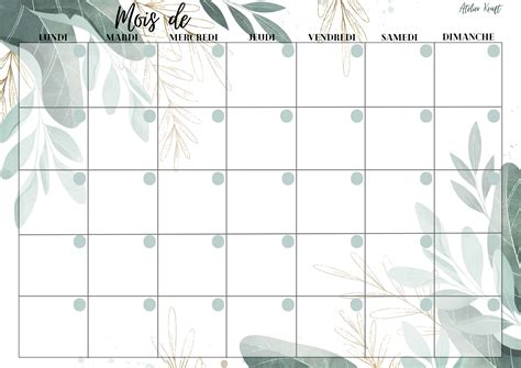 Illustration d'un calendrier photo mensuel avec un espace pour une photo de type Polaroid en en-tête de chaque mois.