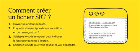 Schéma expliquant la structure d'un fichier SRT avec numéro, horodatage et texte du sous-titre