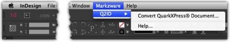 Interface du plug-in Q2ID pour la conversion de fichiers QuarkXPress vers InDesign