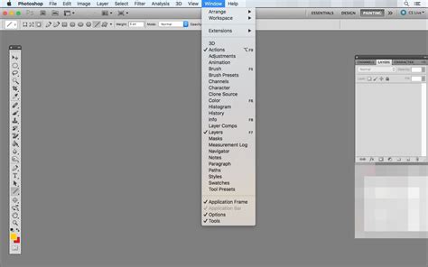 Interface de Photoshop avec la barre de menus des filtres ouverte