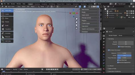 Capture d'écran de l'interface d'Adobe Fuse CC montrant la personnalisation d'un personnage 3D.