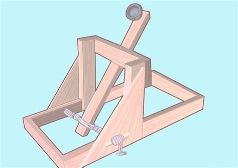 Schéma détaillé d'une catapulte, indiquant les différentes pièces et leurs points de rotation