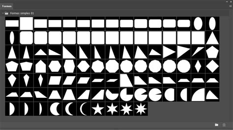 Capture d'écran du panneau des formes personnalisées dans Photoshop.