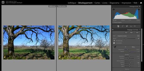 Fenêtre de sélection des profils de couleur dans Lightroom