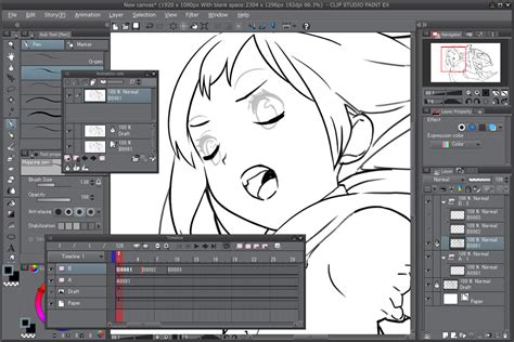 Exemple d'utilisation des outils de perspective et de règles dans Clip Studio Paint