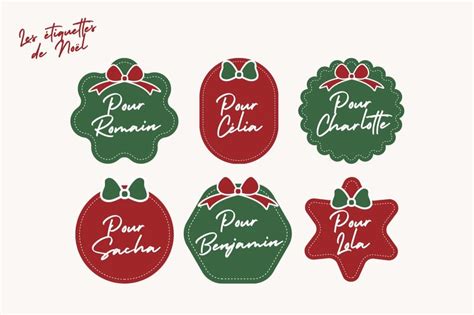 Exemple d'étiquette de Noël personnalisée avec des polices et des images festives