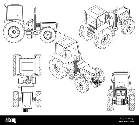Illustration vectorielle d'un tracteur vu de face, avec des lignes nettes et des couleurs vives, adaptée pour le marketing agricole.
