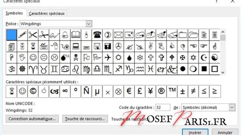 Exemple d'utilisation du copier-coller pour insérer un symbole.