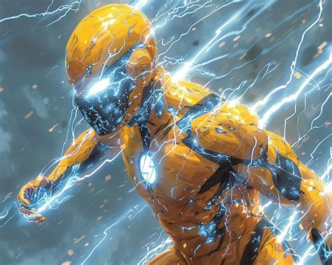 Illustration d'une personne transformée en super-héros avec des effets visuels dynamiques