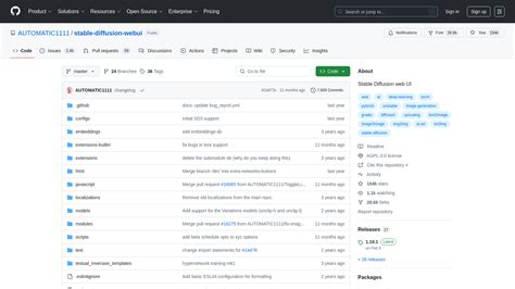 Capture d'écran de l'interface Automatic1111 pour Stable Diffusion