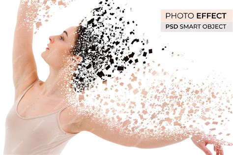 Exemple d'une image avec un effet de dispersion de particules appliqué via une action Photoshop