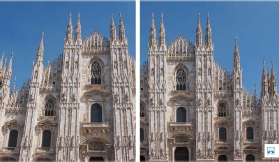 Comparaison avant/après de la correction des distorsions de perspective dans Lightroom