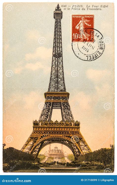 Exemple de carte postale vintage de la Tour Eiffel